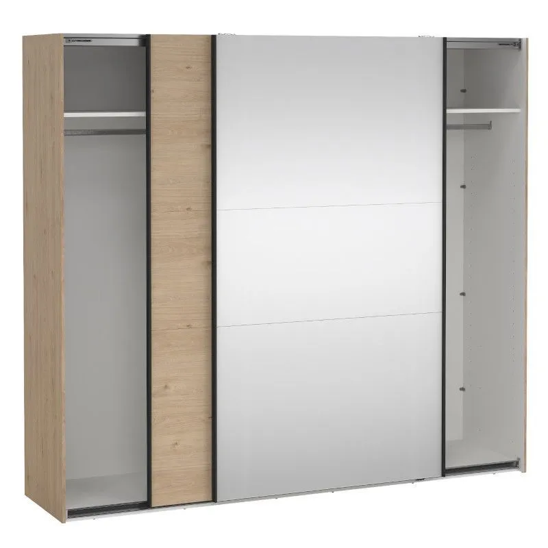 Lükandustega riidekapp Como 2lu+peegel hickory tamm