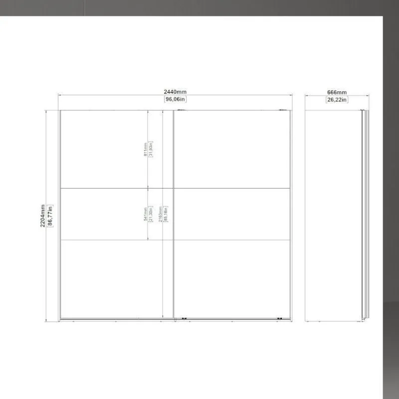 Lükandustega riidekapp Como 2lu+peegel hickory tamm
