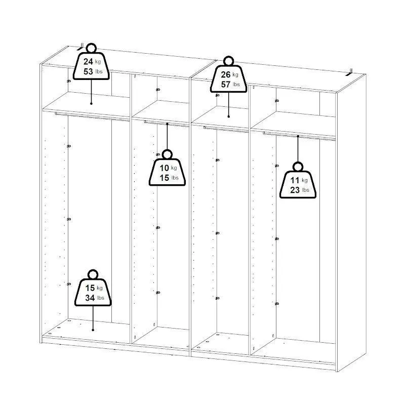 Lükandustega riidekapp Como 2lu+peegel hickory tamm