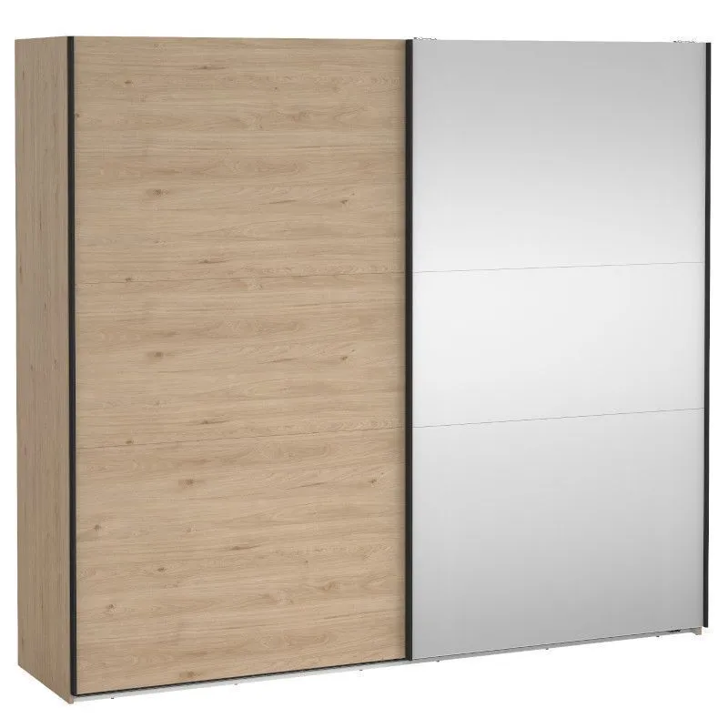 Lükandustega riidekapp Como 2lu+peegel hickory tamm