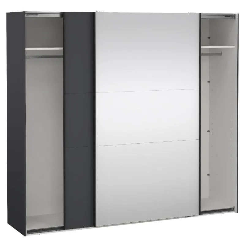 Lükandustega riidekapp Como 2lu+peegel tumehall