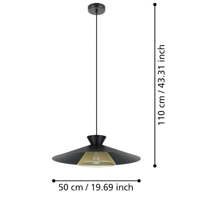 Ripplamp Eglo Grizedale must/kuldne