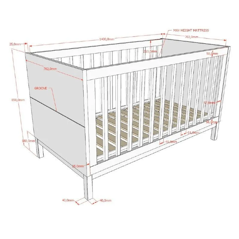 Beebivoodi Eva 70x140 valge