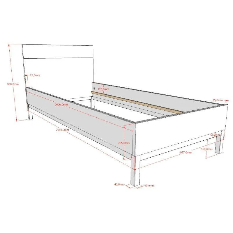 Voodi Eva 90x200 valge