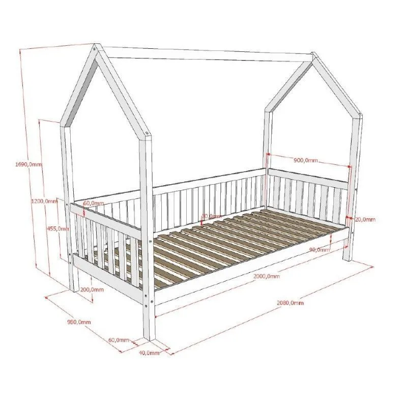Majavoodi+piire Cabane 90x200 valge