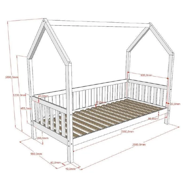 Majavoodi+piire Cabane 90x200 naturaalne mänd