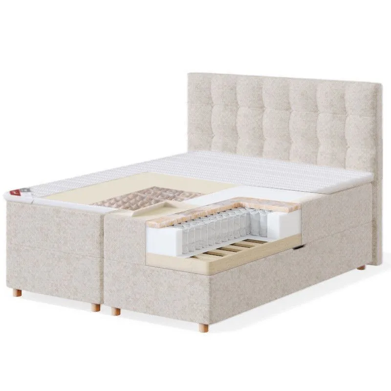 Sleepwell Red Pocket Storage kontinentaalvoodi komplekt helehall 160x200 jäik