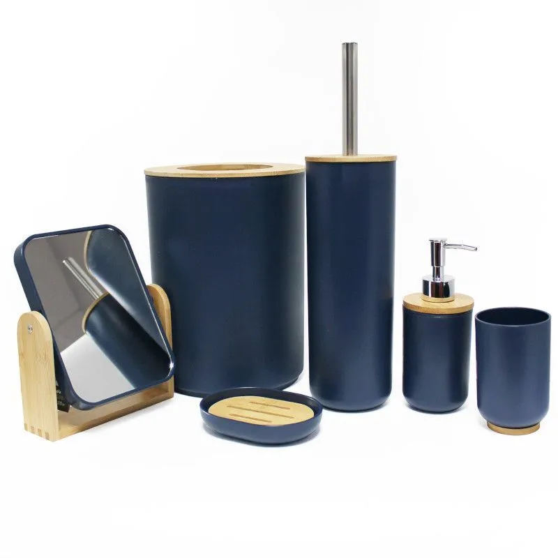 Prügikast Bin 5L tumesinine/bambus