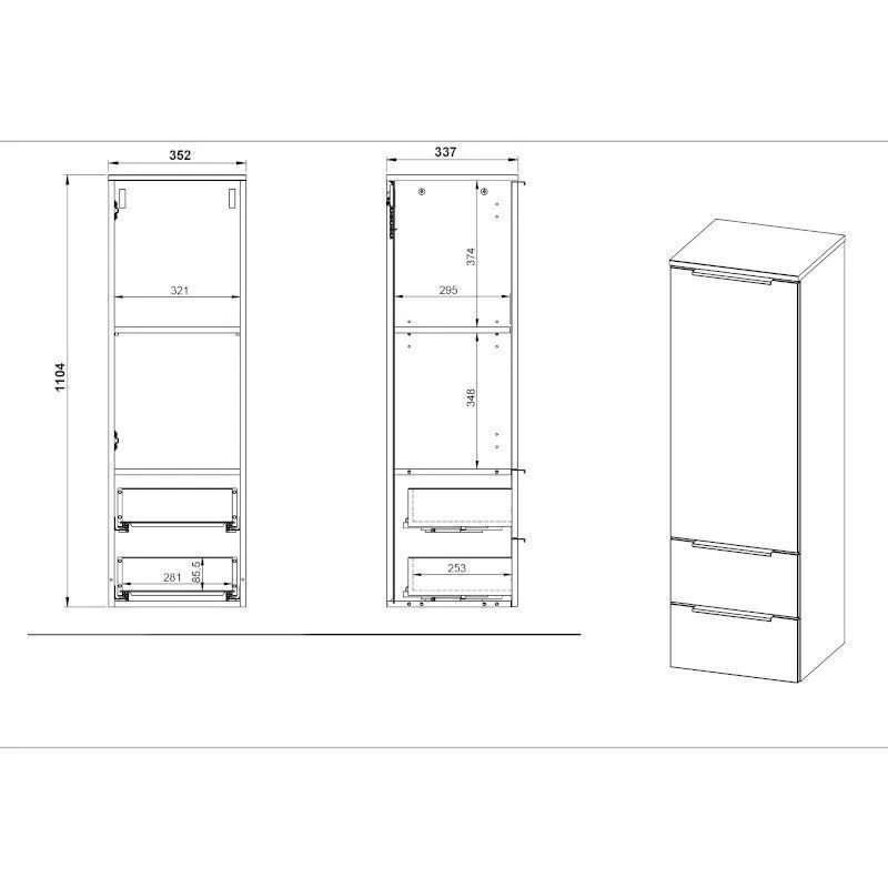 Vannitoakapp Crandon 1u2s grafiit