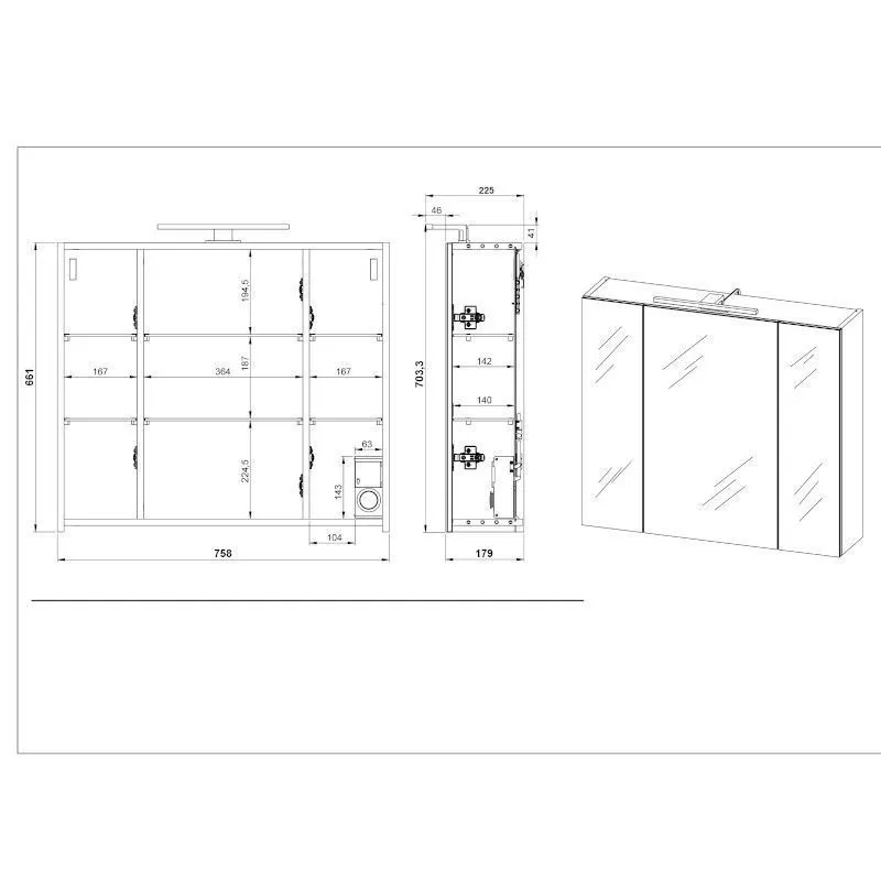 Peegelkapp Vasio 3u grafiit