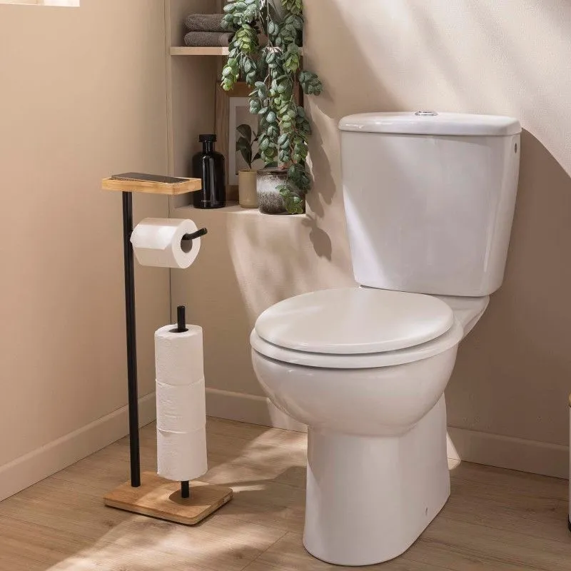 WC-paberihoidja+riiul H65.5 must/bambus