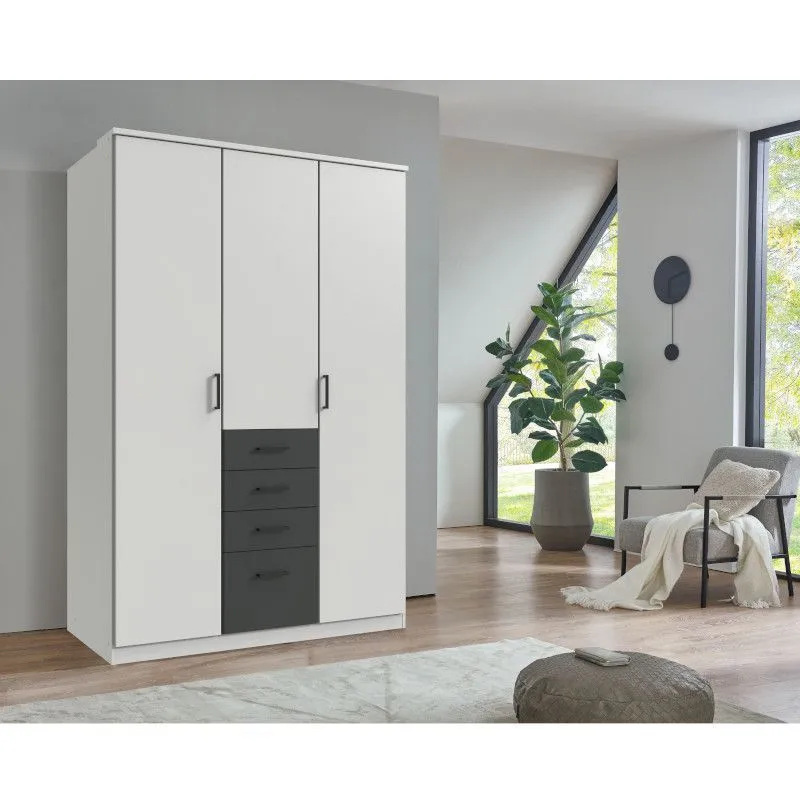 Riidekapp Cottbus 3u4s valge/grafiit