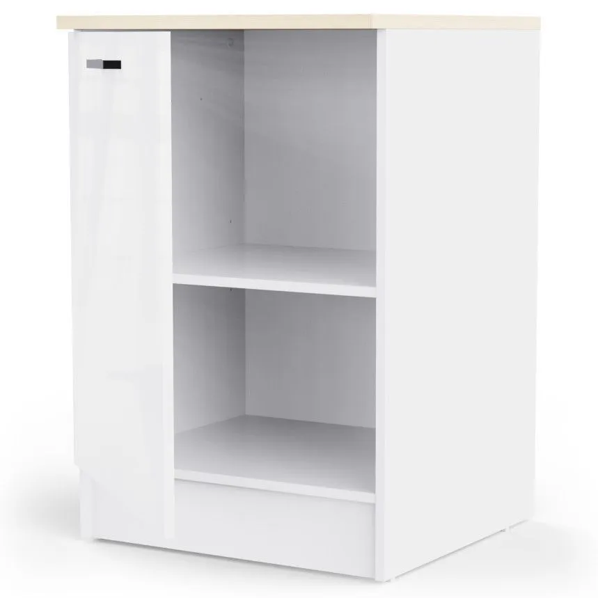 Alumine köögikapp Bianco 1u valge kõrgläige/tamm