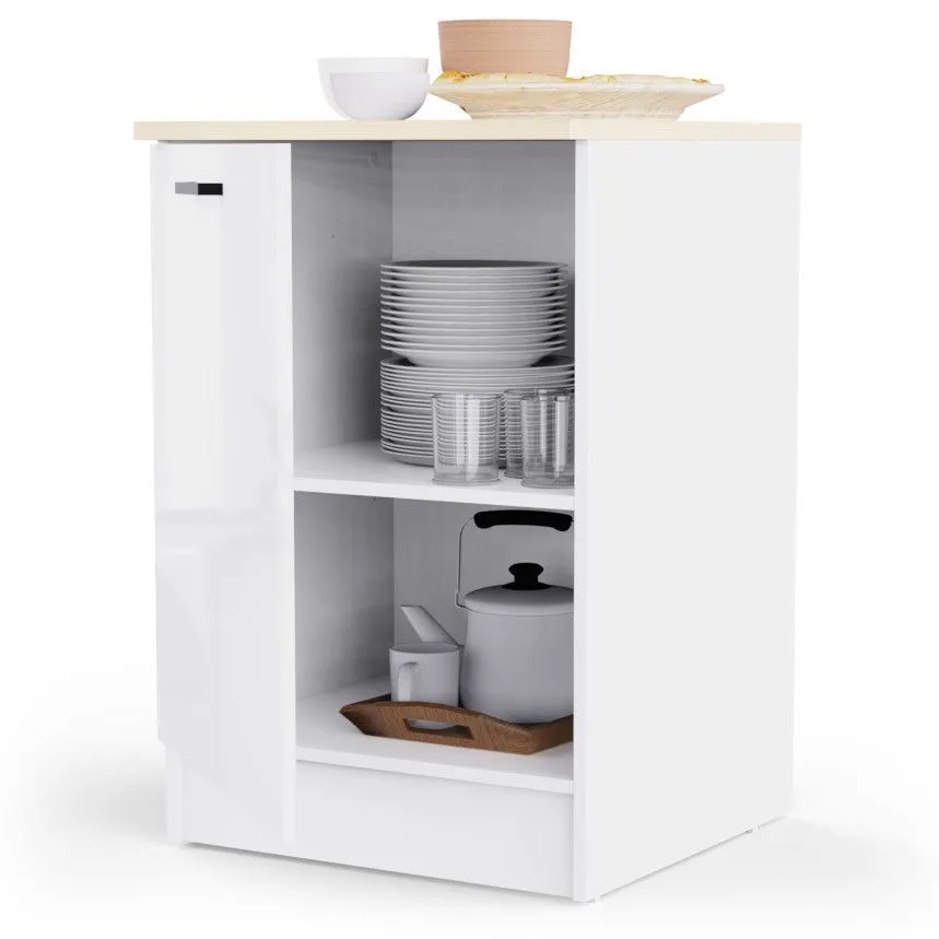 Alumine köögikapp Bianco 1u valge kõrgläige/tamm