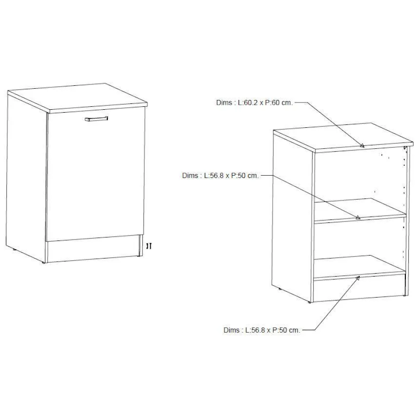 Alumine köögikapp Bianco 1u valge kõrgläige/tamm