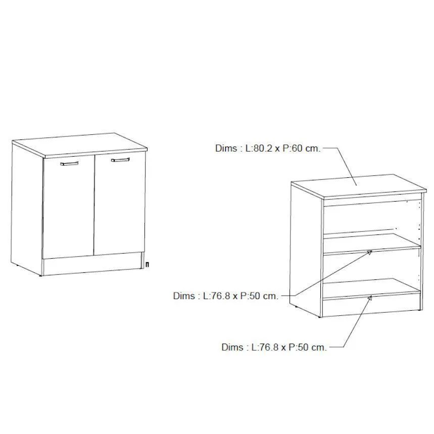 Alumine köögikapp Bianco 2u valge kõrgläige/ tamm
