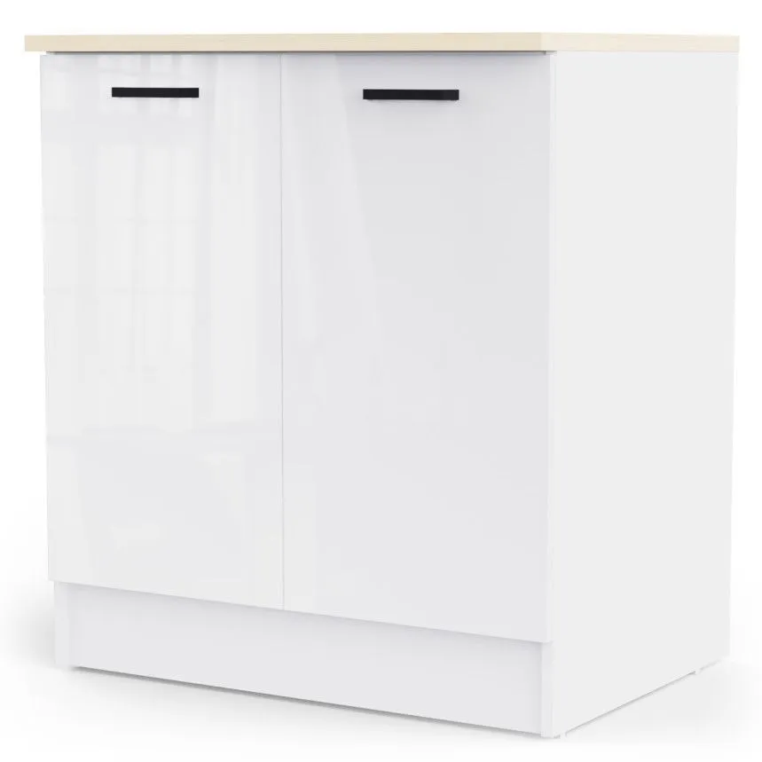 Alumine köögikapp Bianco 2u valge kõrgläige/ tamm