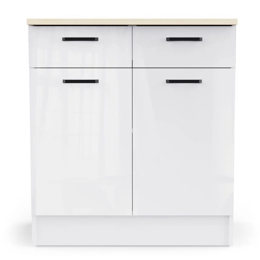 Alumine köögikapp Bianco 2u2s valge kõrgläige/tamm