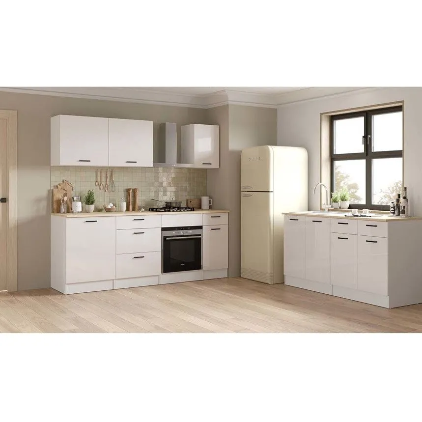 Köögikapp Bianco 1u valge kõrgläige/tamm