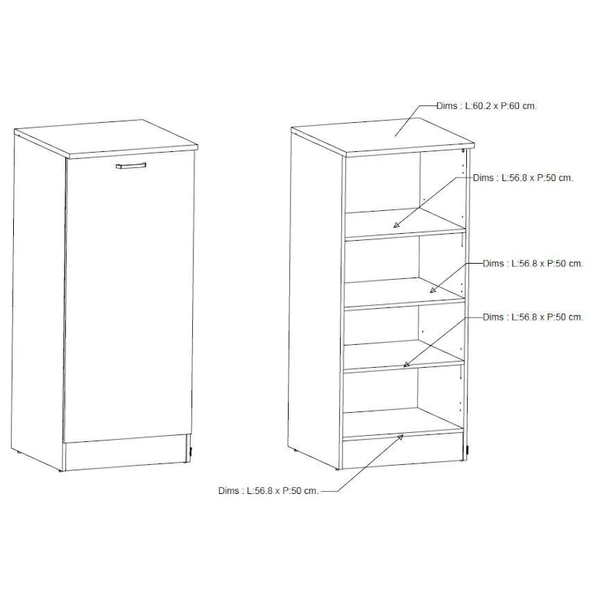 Köögikapp Bianco 1u valge kõrgläige/tamm