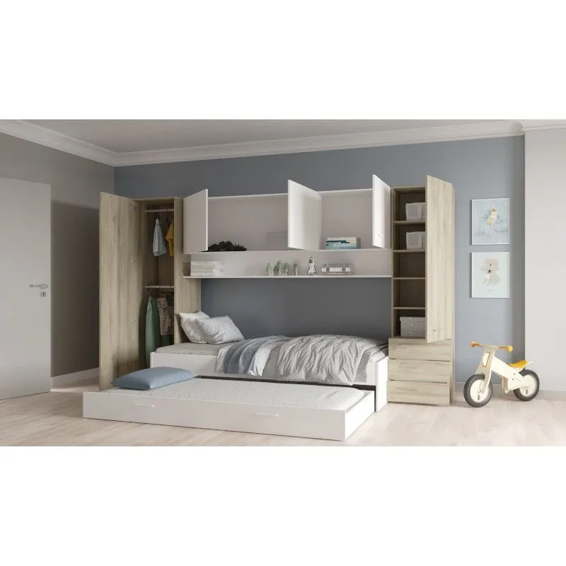 Voodipeatsi kapid Tidy kronberg tamm/valge