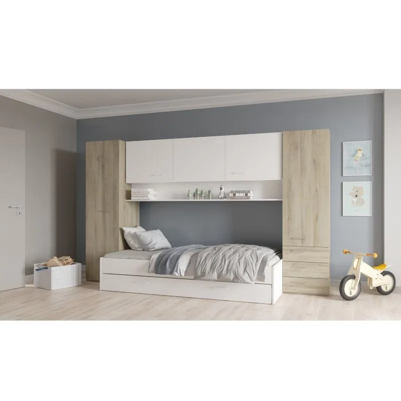 Voodipeatsi kapid Tidy kronberg tamm/valge