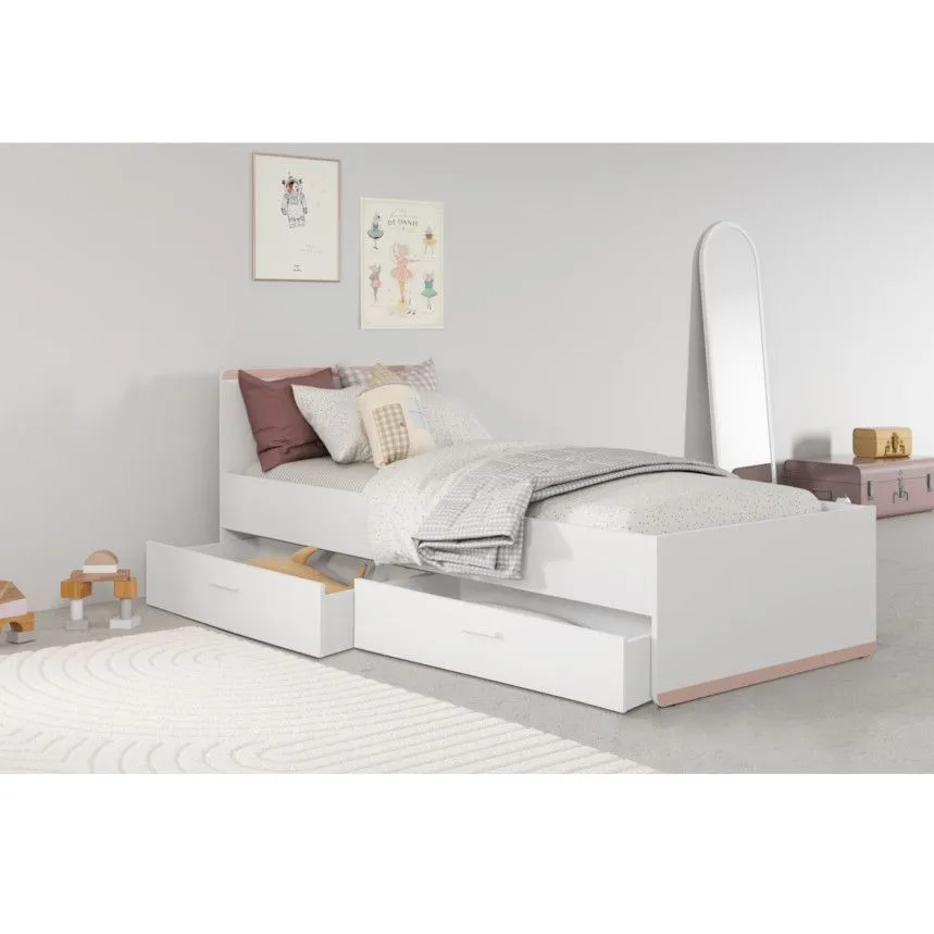 Voodi Reverso 90x190/200 valge+öösinine/vanaroosa