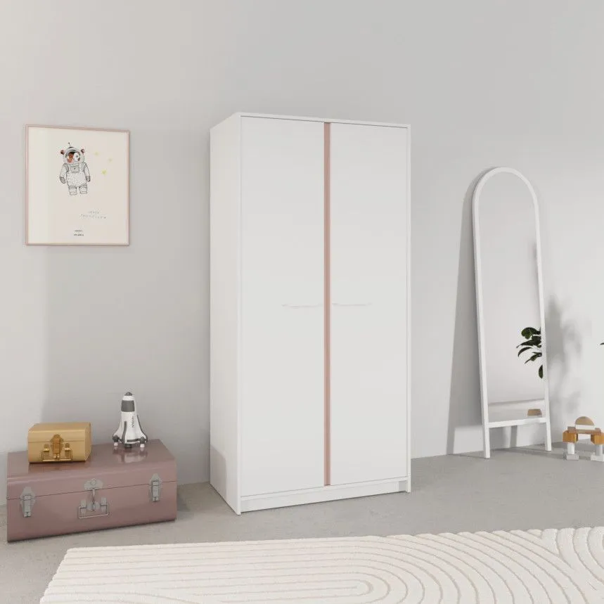 Riidekapp Reverso 2u valge+öösinine/vanaroosa