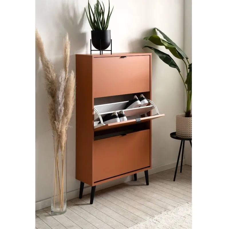 Jalanõudekapp Vigo 3s terrakota/must