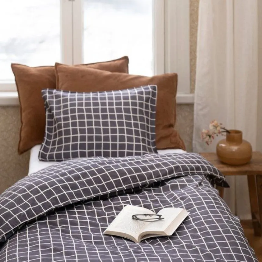 Voodipesukomplekt Fanni K Ruut 150X210/50x60 tumehall