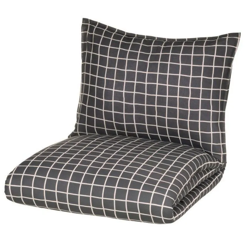 Voodipesukomplekt Fanni K Ruut 150X210/50x60 tumehall