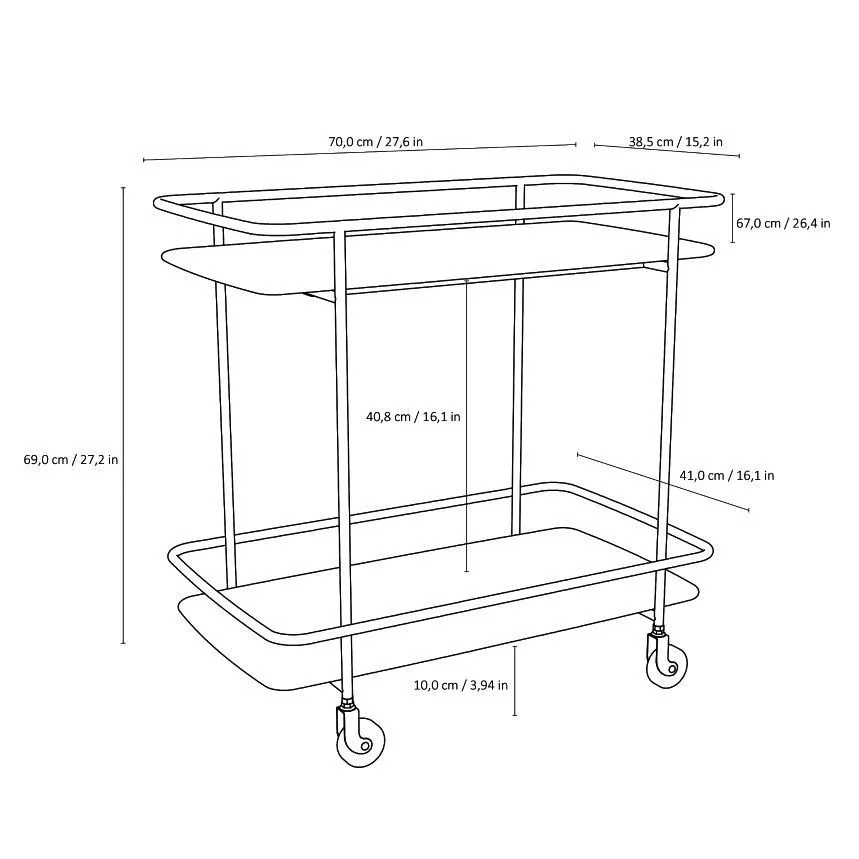 CoreOne abilaud ratastel Trolley 70x40 pruun/tamm