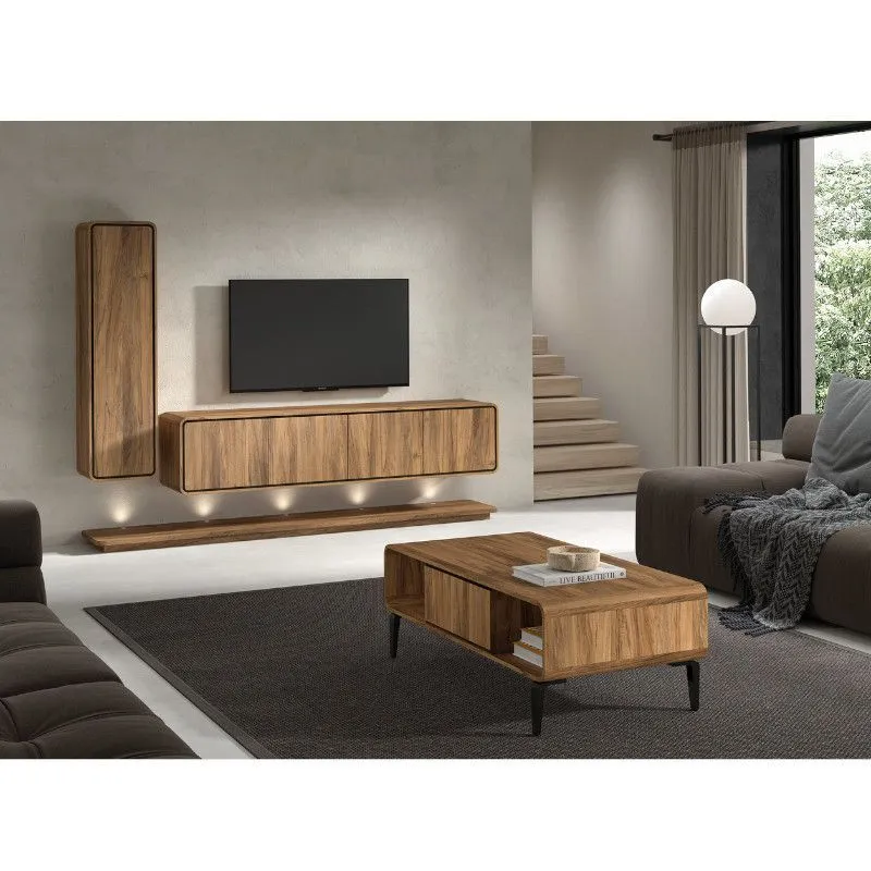 Seinariiulite komplekt Lago 1u+4u pähkel/must
