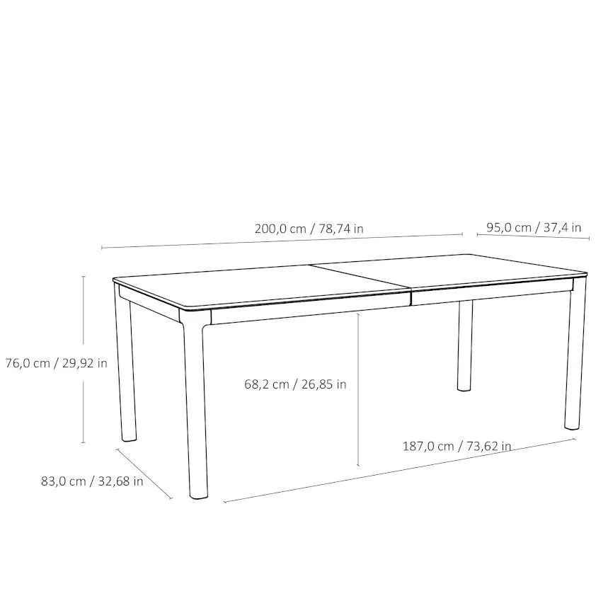 CoreOne pikendatav söögilaud Aurora 95x200/300 hele tamm