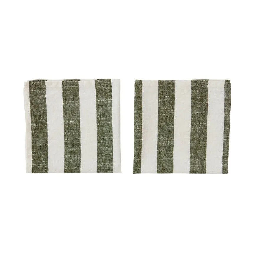 OYOY riidest salvrätikud Striped 45x45 oliiv 2tk