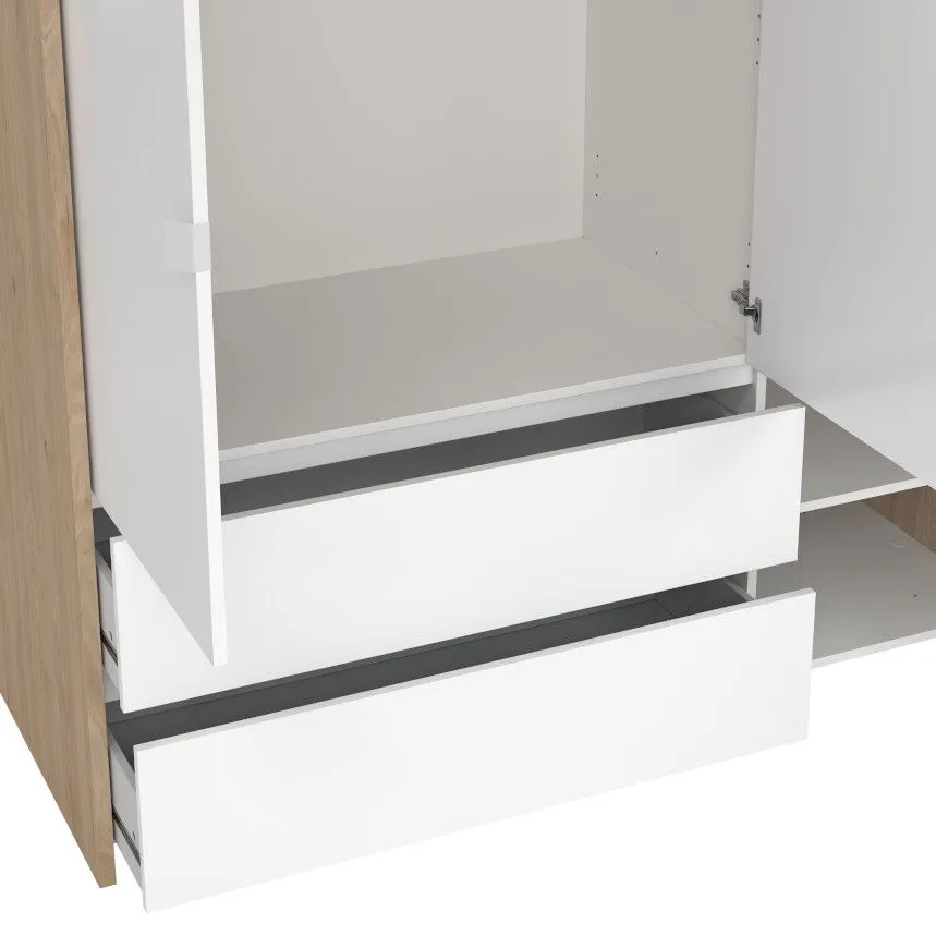 Riidekapp Next 3u2s valge kõrgläige/hickory