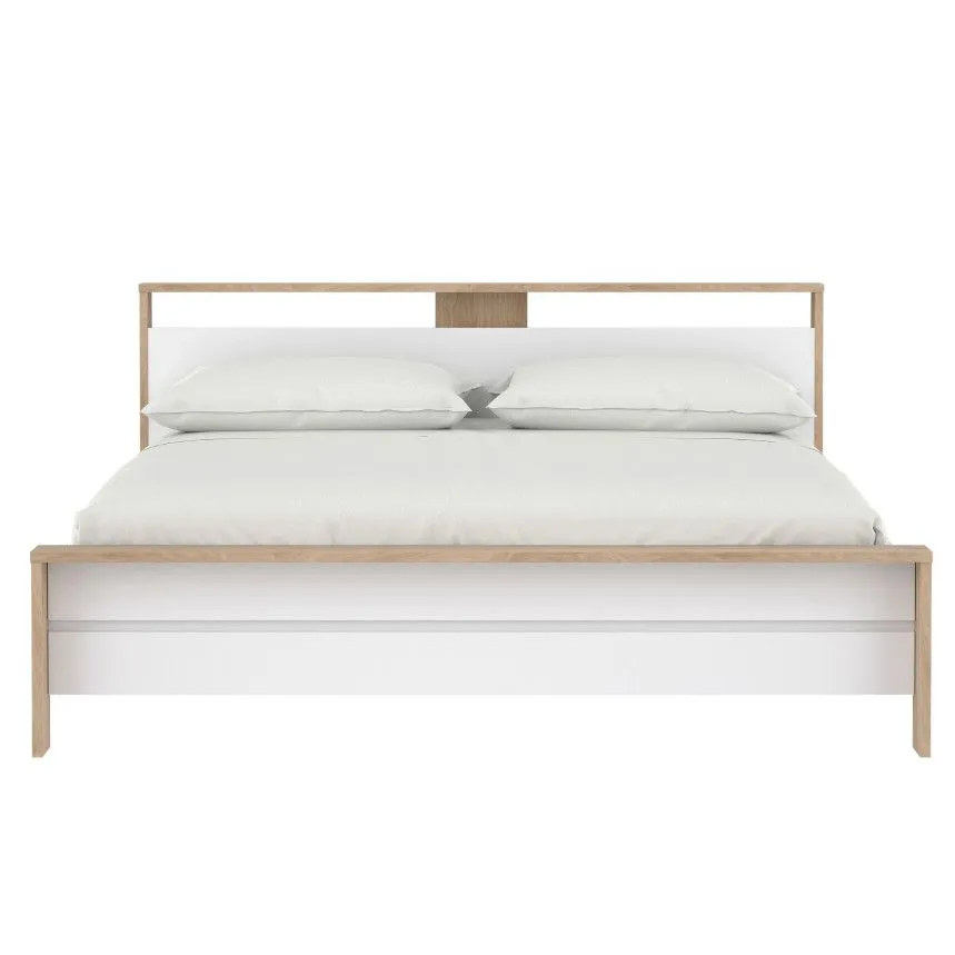Voodi Next 180x200 hickory/valge kõrgläige