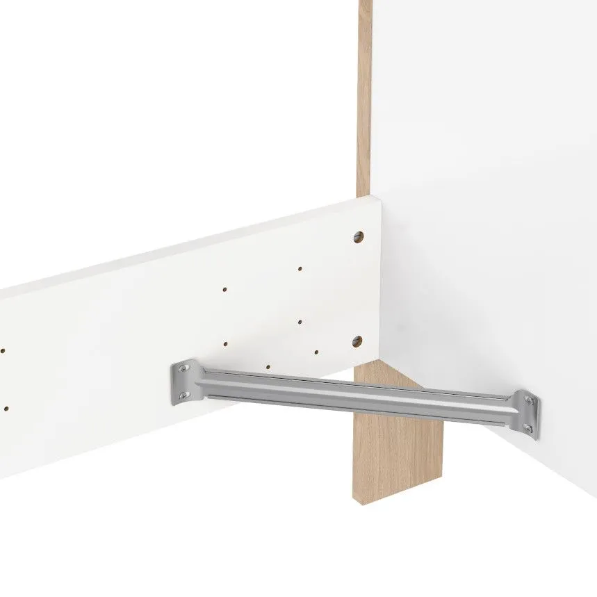 Voodi Next 140x200 hickory/valge kõrgläige