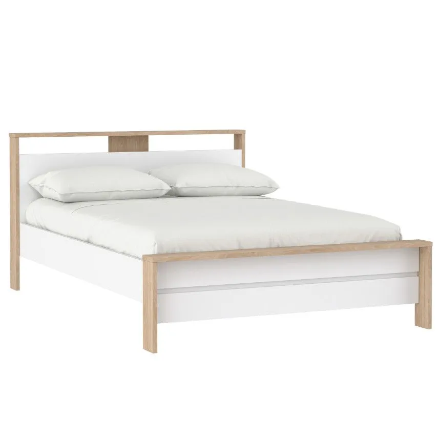 Voodi Next 140x200 hickory/valge kõrgläige