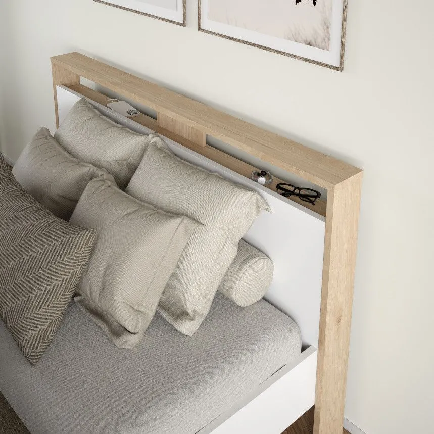 Voodi Next 140x200 hickory/valge kõrgläige