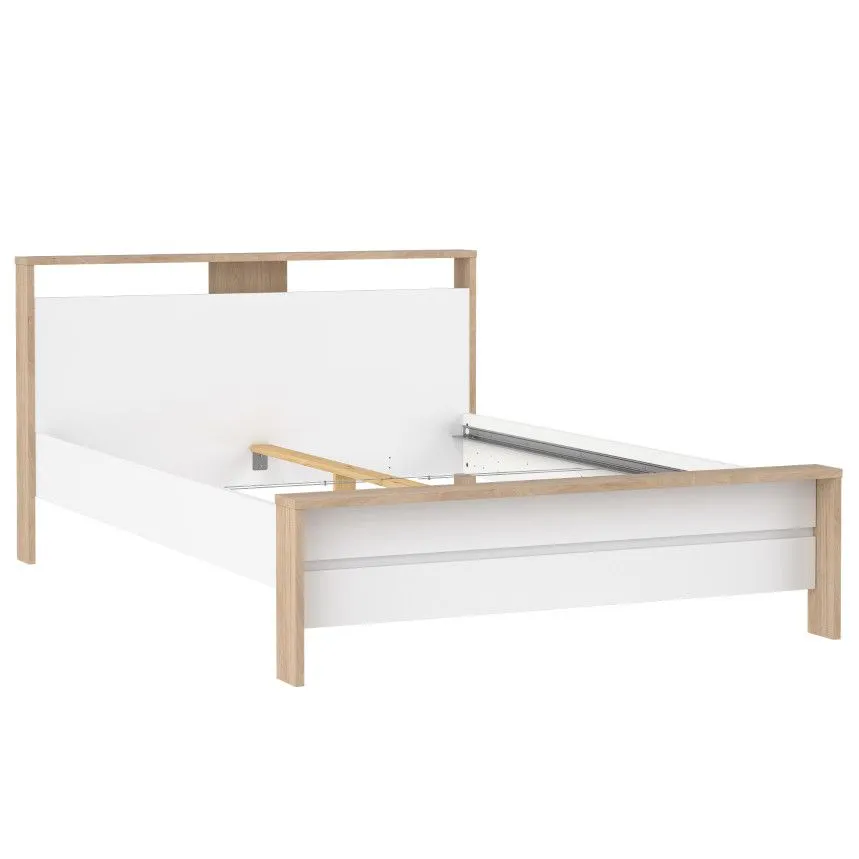 Voodi Next 140x200 hickory/valge kõrgläige