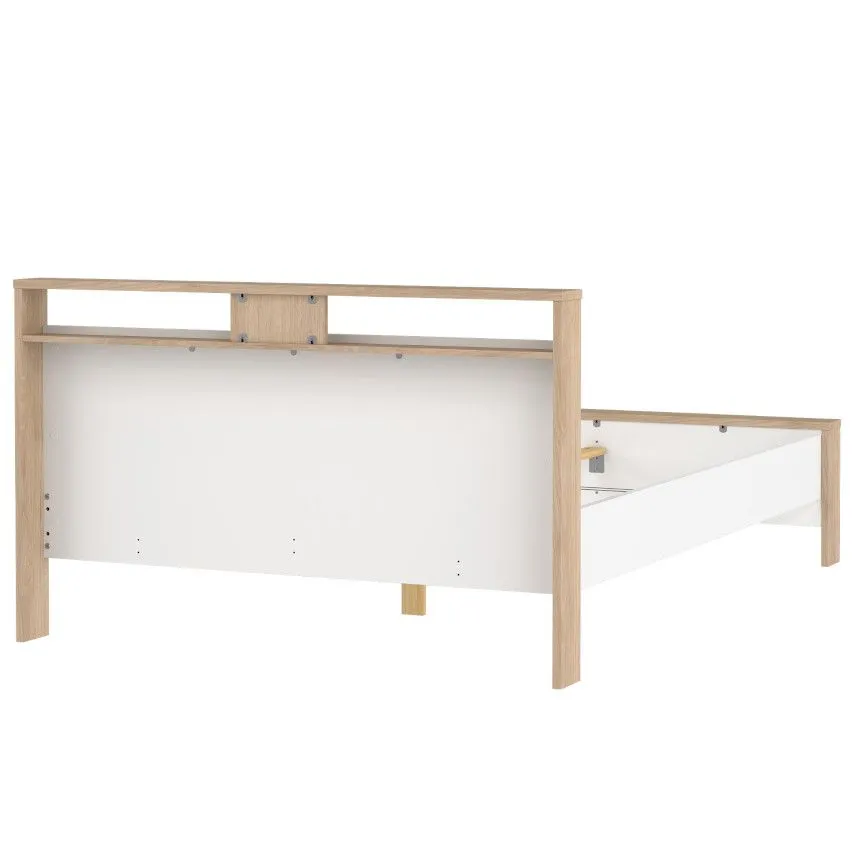 Voodi Next 140x200 hickory/valge kõrgläige