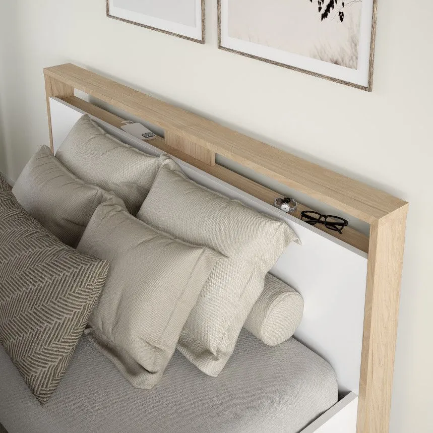 Voodi Next 160x200 hickory/valge kõrgläige