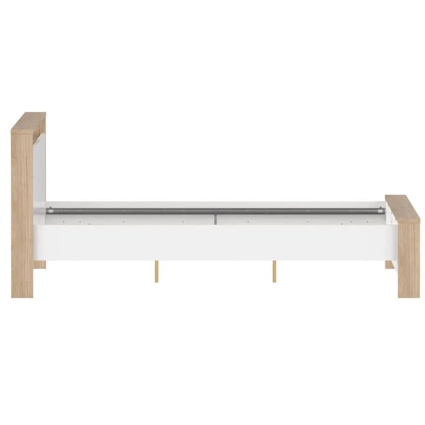 Voodi Next 160x200 hickory/valge kõrgläige