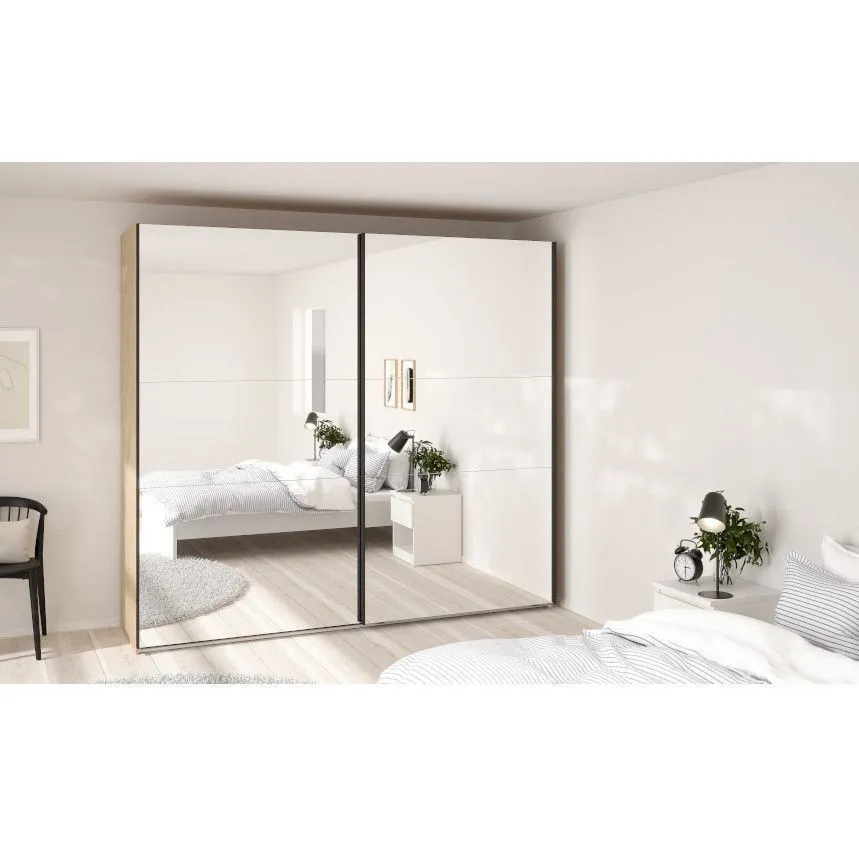 Lükandustega riidekapp Como 2lu+peegel 245 hickory