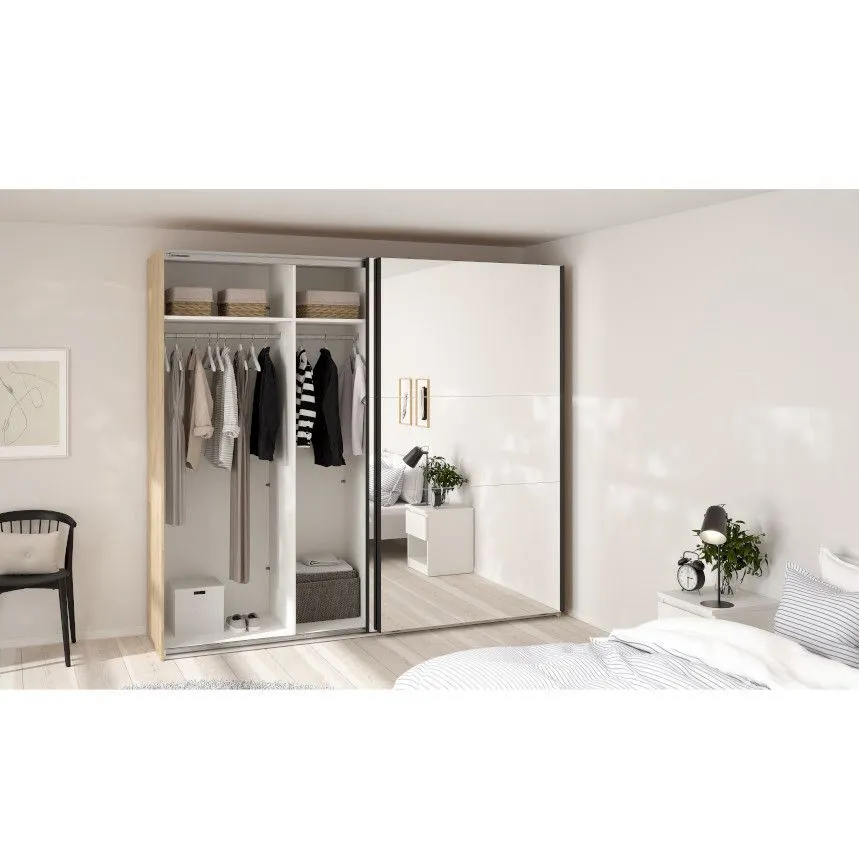 Lükandustega riidekapp Como 2lu+peegel 245 hickory