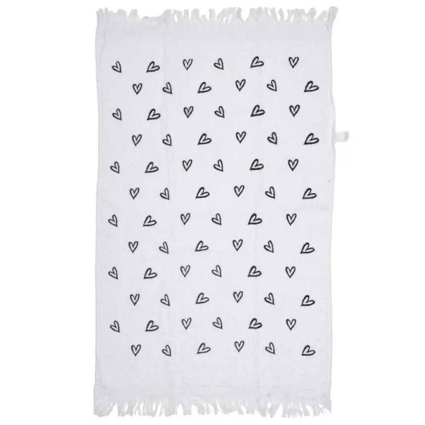 Külaliste käterätik Süda 40x66 valge/must