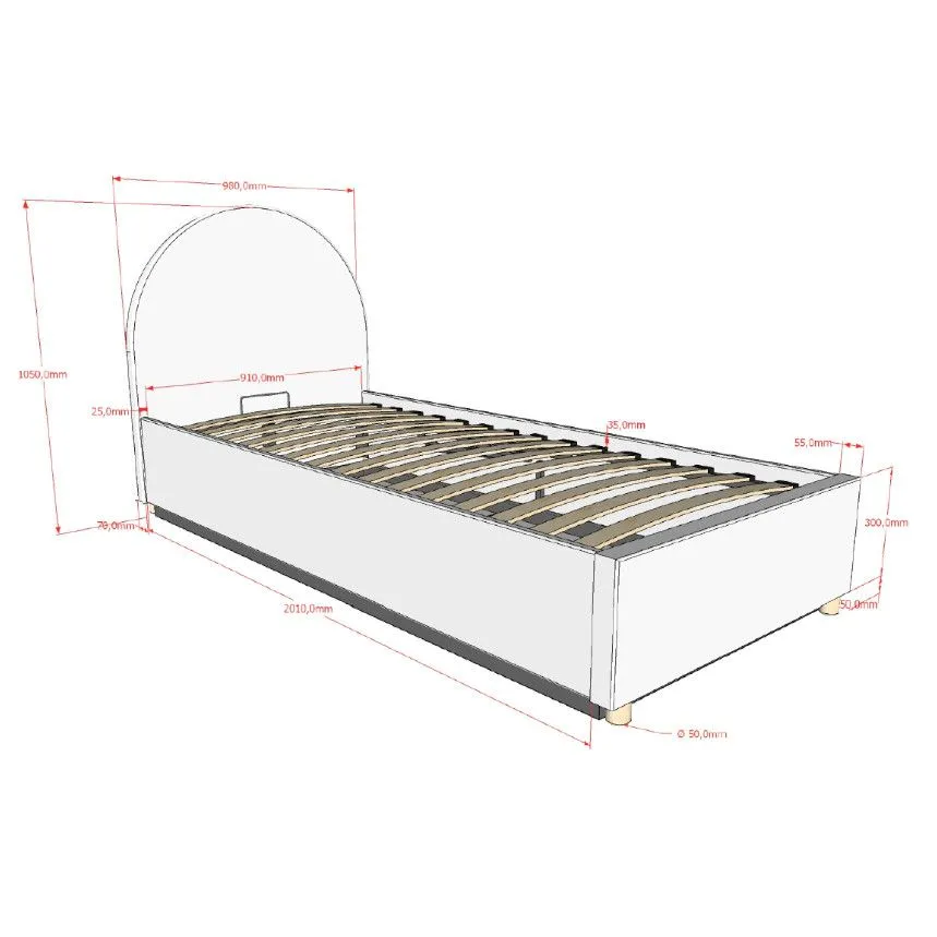 Pesukastiga voodi Moon 90x200 roheline
