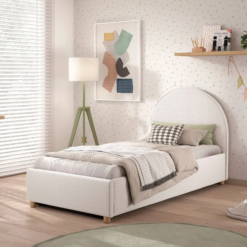 Pesukastiga voodi Moon 90x200 valge