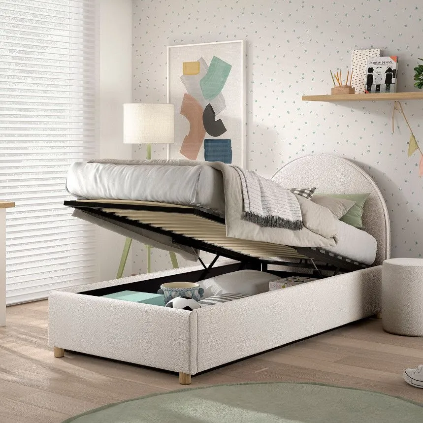 Pesukastiga voodi Moon 90x200 valge